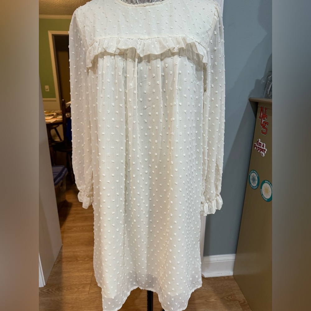 NEW White dotted Swiss Women’s dress size Small